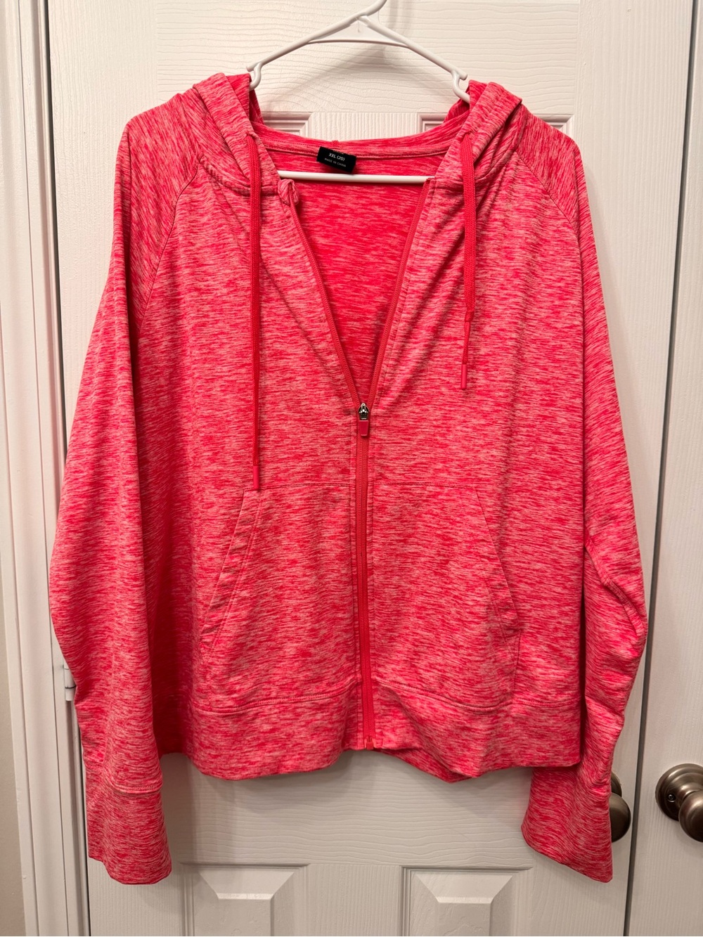 Athletic Works Hot Pink Hooded Zip Jacket Thumb Holes